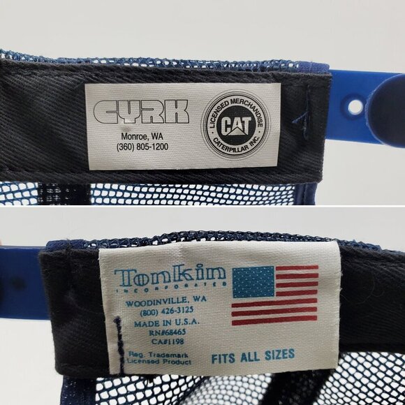 CAT Vintage Trucker Hat Snapback USA Blue Mesh Foam Caterpillar Tonkin NWOT - Picture 6 of 13